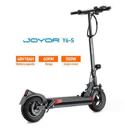 Joyor Y6‑S Electric Scooter – 500W Motor, 60km Range, Dual Suspension, Dual Disc Brakes, Foldable Design